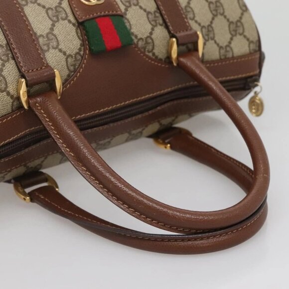 GUCCI GG Supreme Web Sherry Line Bag PVC Beige Gold 002 615 6838 Auth 141971 - Picture 8 of 16